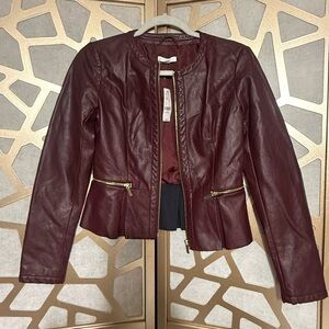 Women's Burgundy Faux Leather Jacket - NY&Co